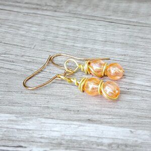 2/$10 peach beaded dangle earrings, women girls jewelry